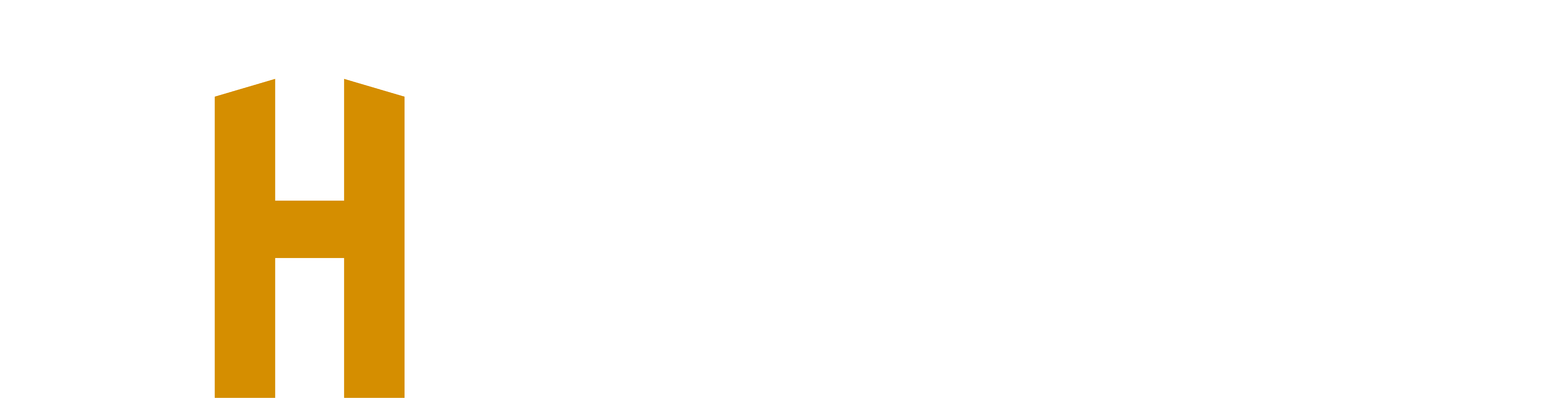 THT Property Development logo, white and gold variant